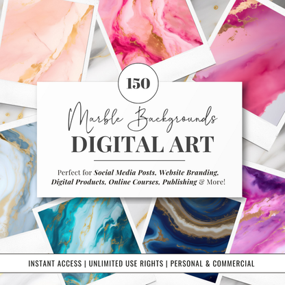 Marble Backgrounds | Digital Art Bundle | Brand Graphics | Social Media Images | Commercial Use