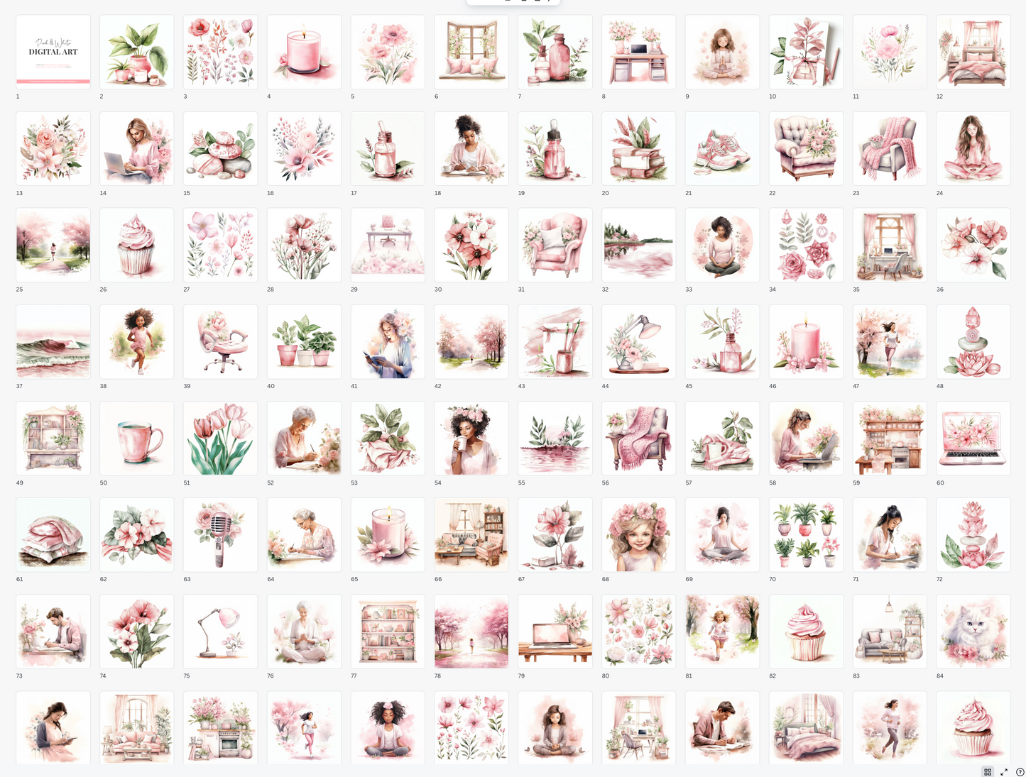 Pink & White | Clipart Bundle | Digital Art | Brand Graphics | Social Media Images | Commercial Use